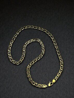 Gold Tone Stainless Steel Mariner Link Chain Necklace 29.5" 9mm